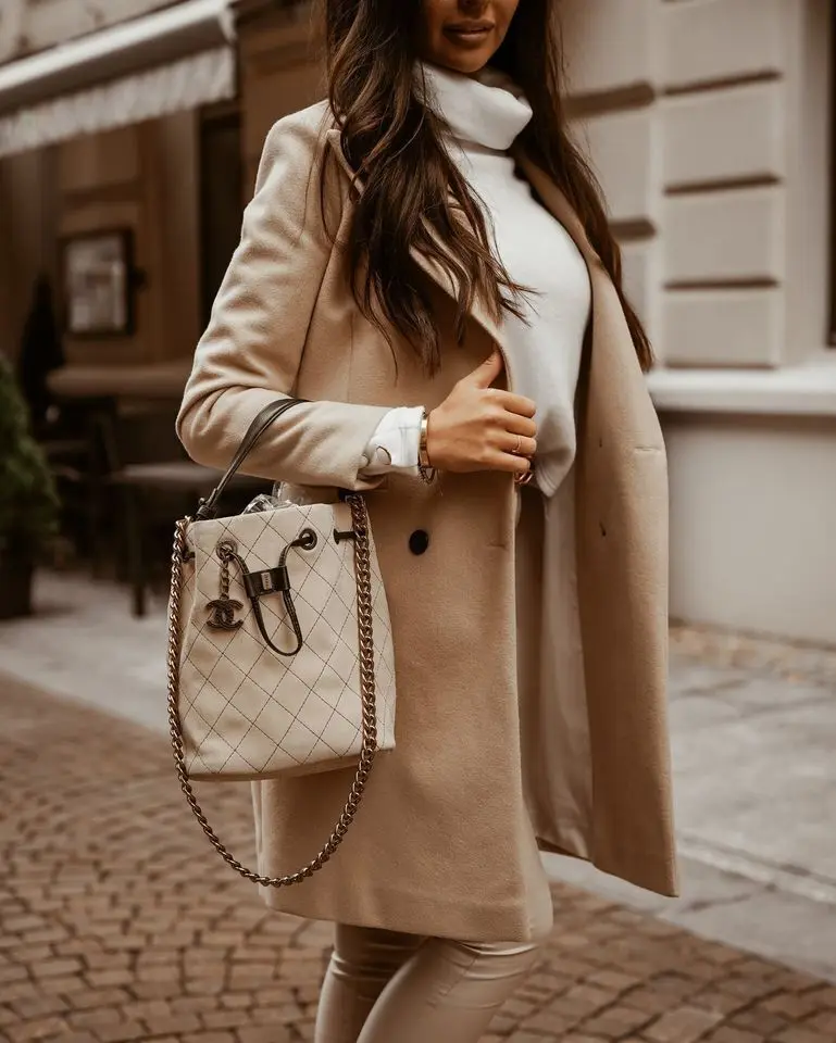 

Winter Women Wool Blends Coat Solid Long Sleeve Pocket Classic Outwear Plus Size XXL Streetwear Female Clothes Trench Jacket