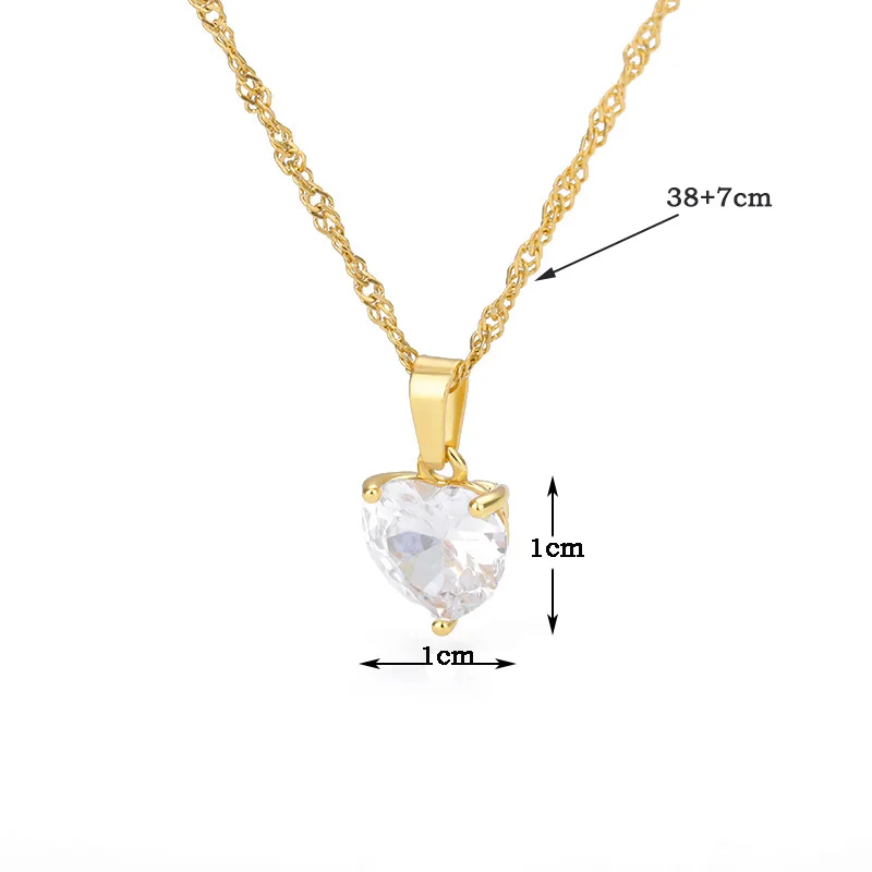 

Cute Heart Necklaces For Women Men Gold Stainless Steel Chain Water Droplets Flower Face Necklace Sweet Zircon Jewelry 2021 BFF