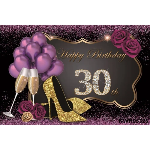 30th 50th день рождения золотистый воздушный шар розовый фиолетовый фон на заказ Виниловый фон для фотостудии Фотофон - Цвет: NWH05325