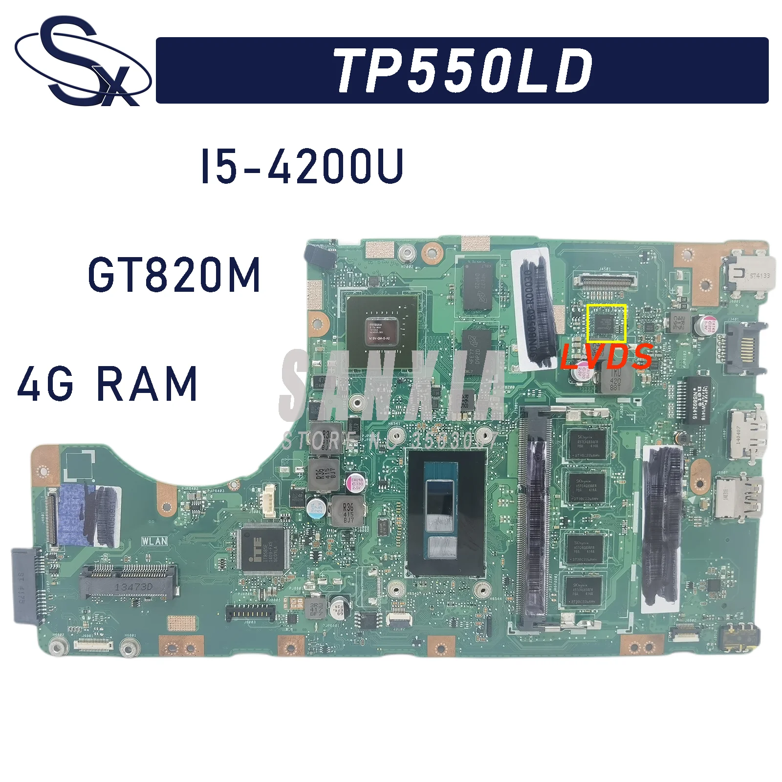 

KEFU TP550LD Laptop motherboard for ASUS Transformer Book Flip TP550LD TP550LN TP550L original mainboard 4GB-RAM I5-4200U GT820M