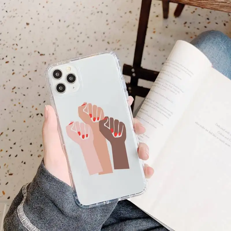 

Minimal Girl Power Feminist Aesthetics Phone Case Transparent soft For iphone 5s 5c se 6 6s 7 8 11 12 plus mini x xs xr pro max