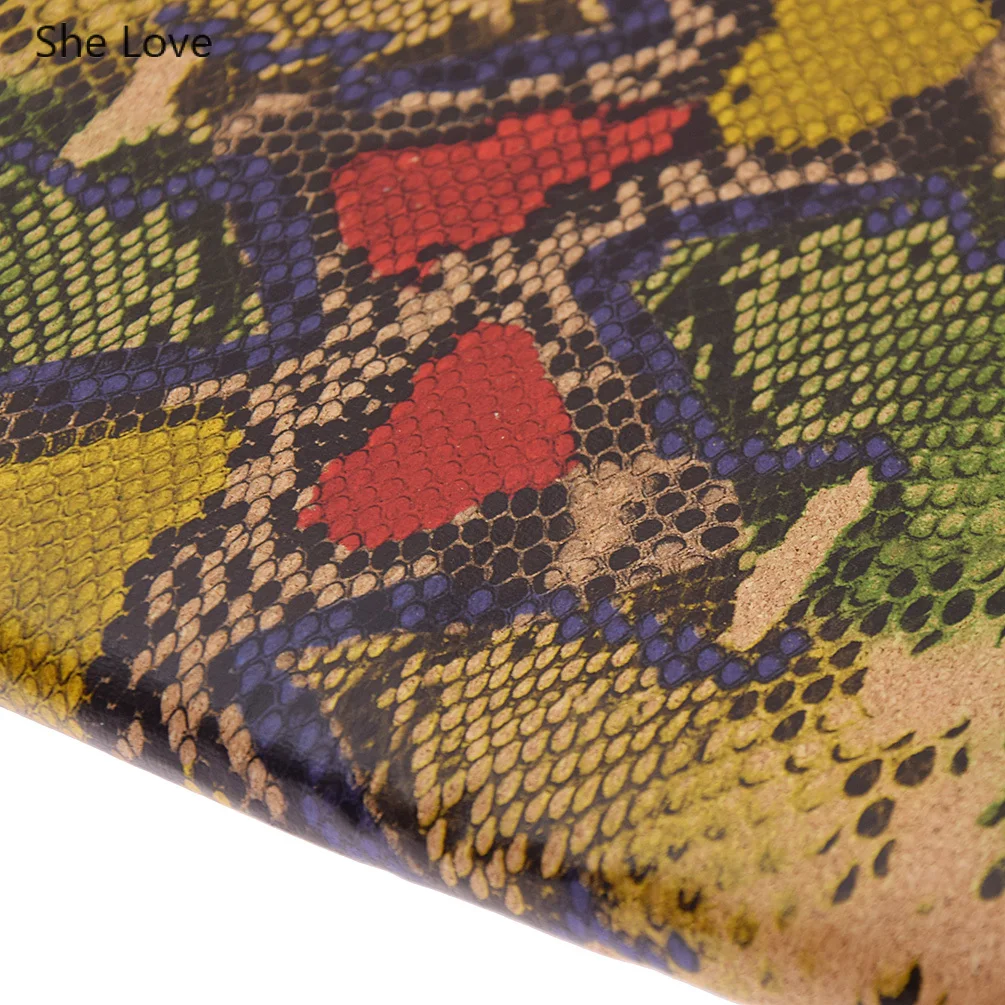 Мягкая пробковая кожа с тиснением под змеиную кожу синтетическая ткань для