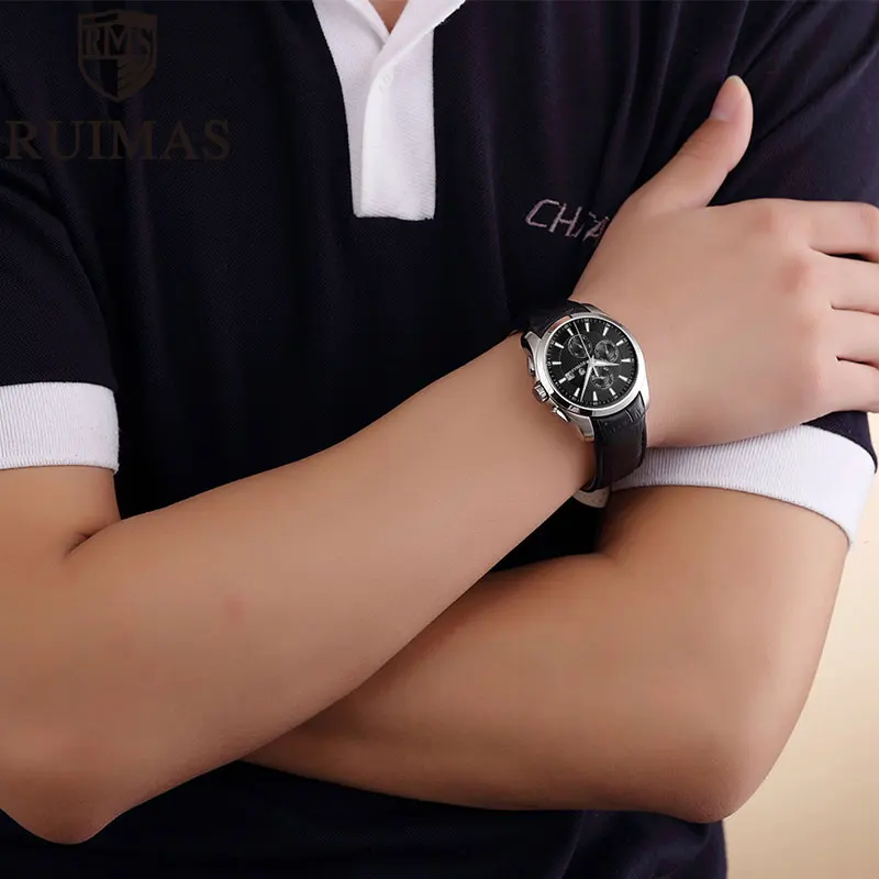 Men Watches Automatic Mechanica Ruimasl Top Brand Waterproof Leather Casual Business Wrist watches Relogio Masculino | Наручные часы