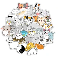 50pcs cute cat stickers pvc kawaii kitty cartoon beverage decal sticker for girl diy laptop stationery water bottle stickers