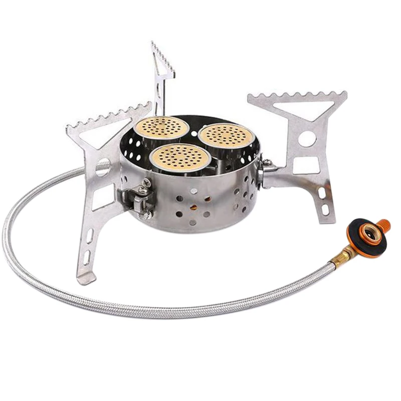 

9000W High Power Camping Stove Portable Three Core Head Camp Stove Windproof Gas Stove Burner for Camping Hiking Cooking