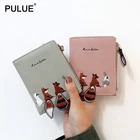 Кошелек женский кожаный, креативного дизайна, с изображением мультяшного кота, лисы, енота, маленький кошелек для монет, кошелек на молнии