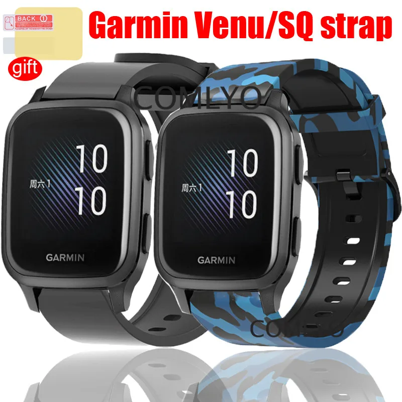 Cheap Correa 3 en 1 para Garmin Venu sq, banda de silicona para reloj inteligente, película protectora de pantalla para Garmin venu