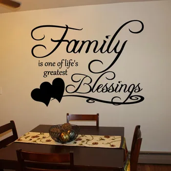 Family Quotes Art Wall Decals Wall Stickers For Living Room Home Decor Heart Blessing Quote Self Adhesive Pattern Removable B345