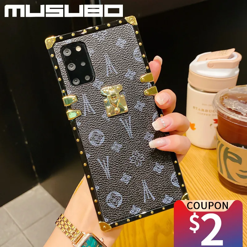 musubo luxury square genuine leather case for samsung note 20 case s21 s20 a71 5g s22 note 9 fashion vintage lattice phone cover free global shipping