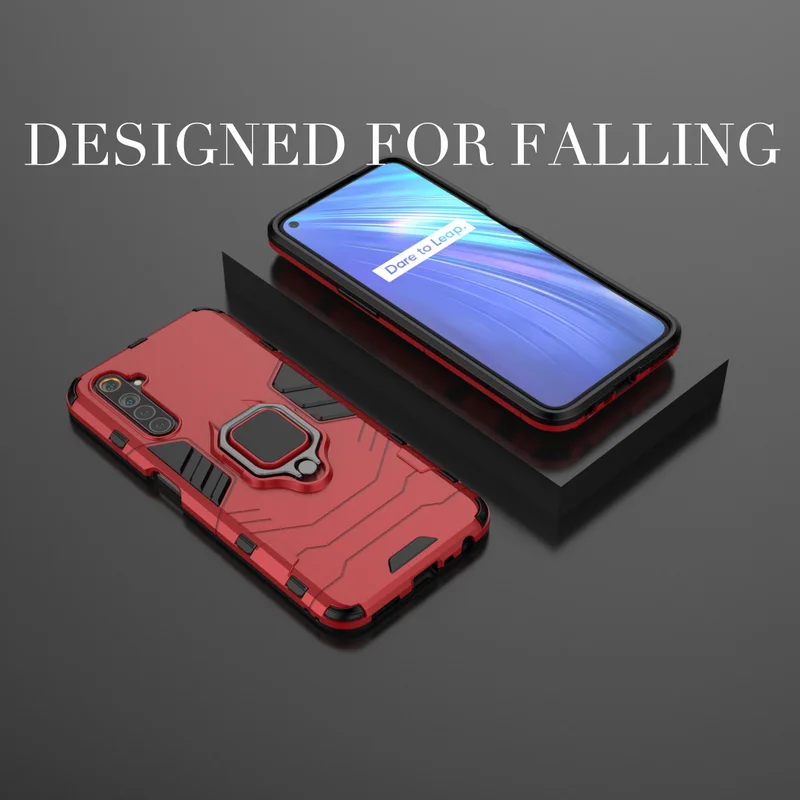 Чехол для телефона OPPO Realme 6 чехол броня PC кольцо держатель Kickstand жесткий