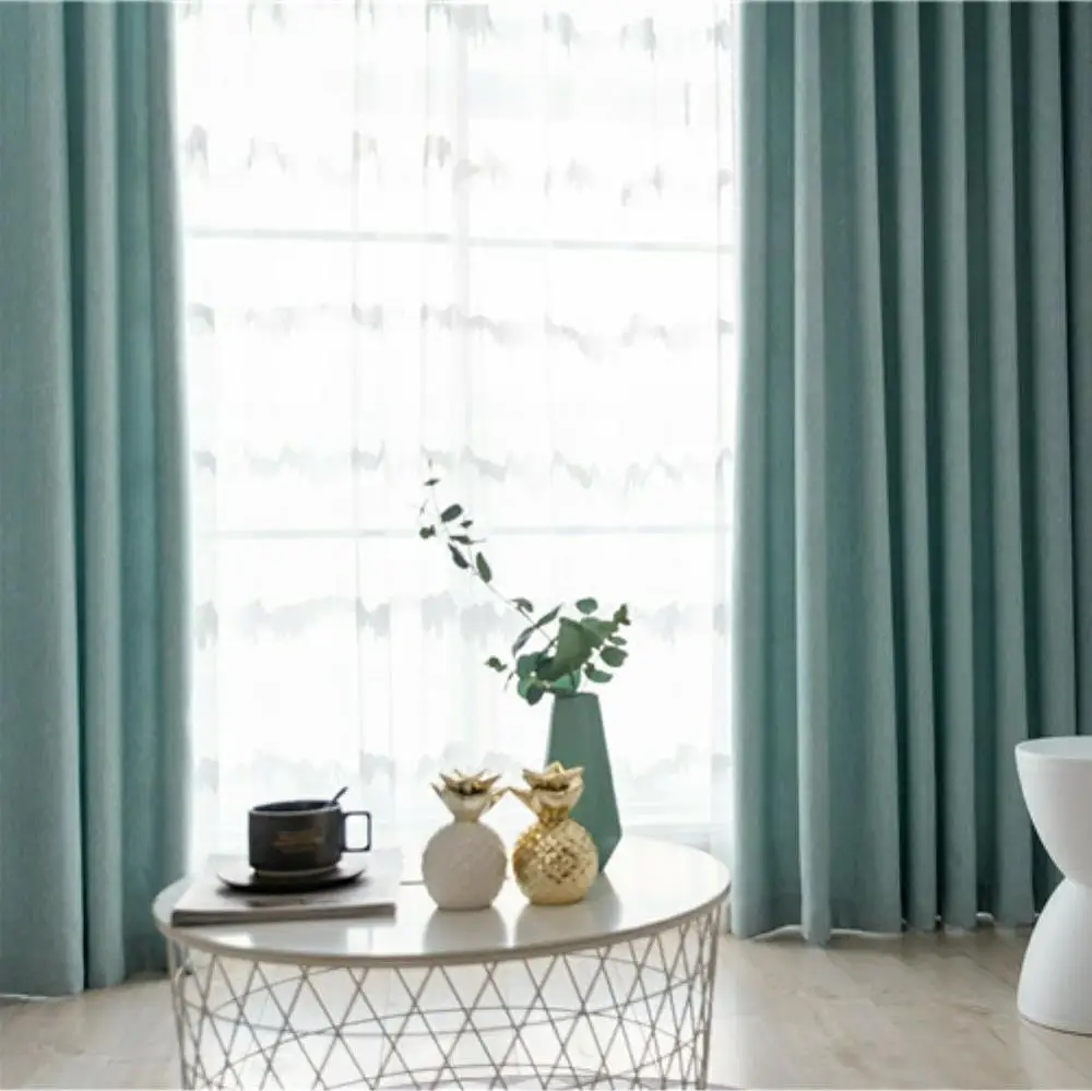 Одноцветные шторы в скандинавском стиле современные простые шерстяные как