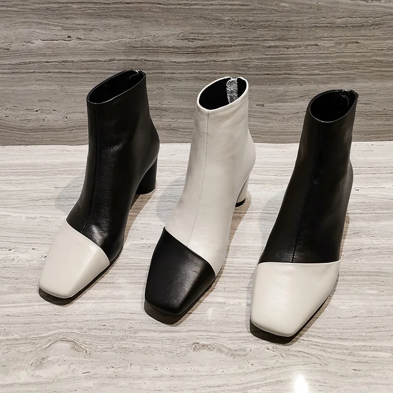 FACNDINLL/черные бежевые пикантные ботильоны для женщин на высоком каблуке Женская