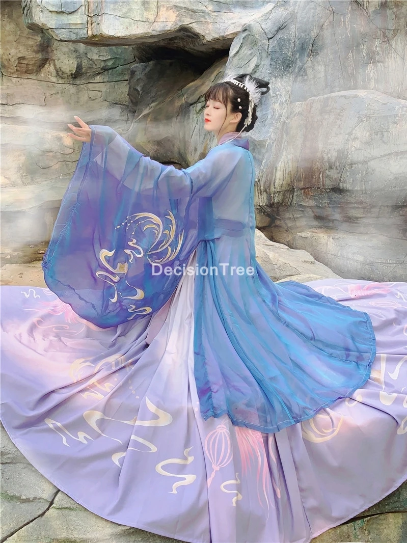 2021 женские костюмы ханьфу китайской танцевальной династии Цин традиционное