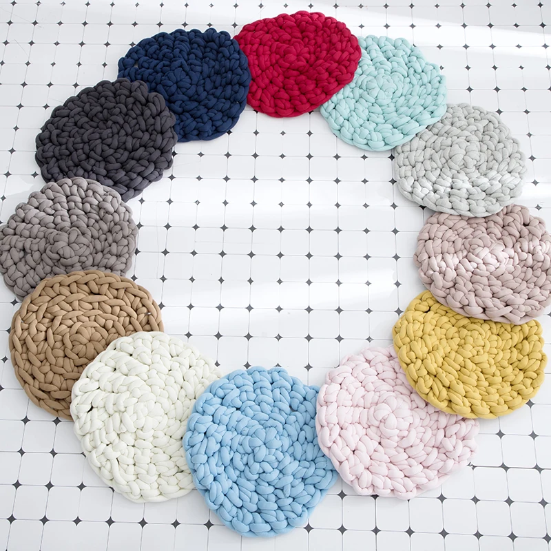 

Color Woven Fuzzy Round Floor Carpet Living Room Rugs Entrance Door Mat 50x50cm