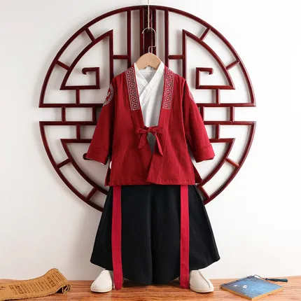 

Red traditional boy children's girl ancient han tang chinese traditional style costumes kids cosplay hanfu costume
