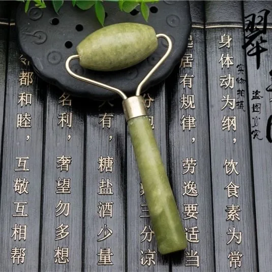 2020 Double Head Facial Massager Roller Natural Jade Stone GuaSha Face Slimming Body Neck Massage Tool | Дом и сад