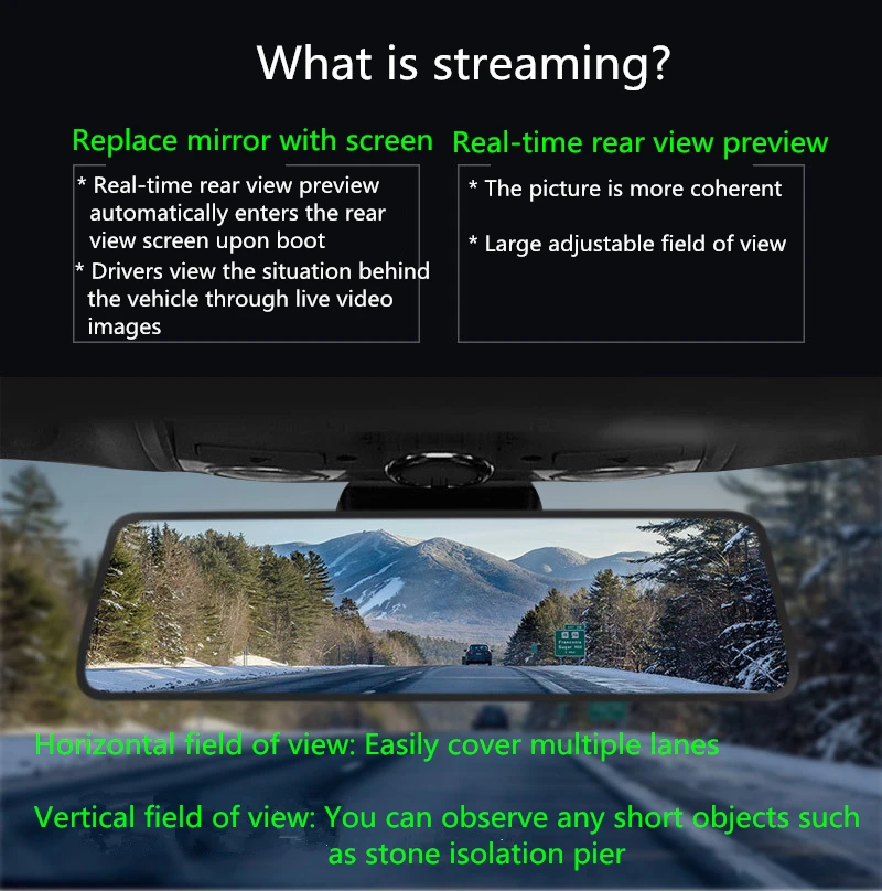 

Driving Recorder Night Vision Video Recorder Streaming Media Touch Rearview Mirror Dash Cam Car DVR Dashcam Full HD 1920x1080
