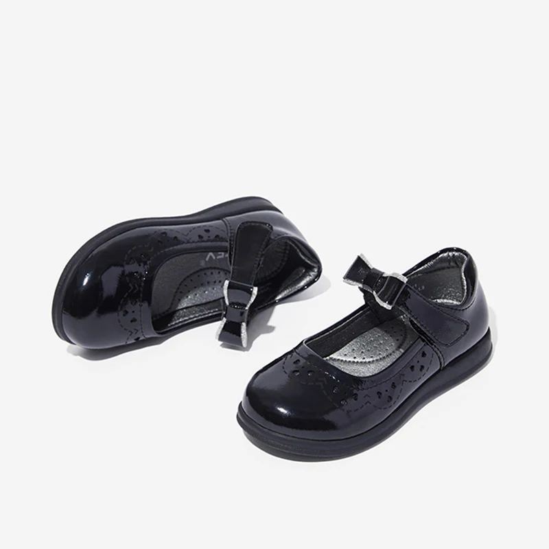 Весенняя детская обувь принцессы с бантом модельная на плоской подошве для