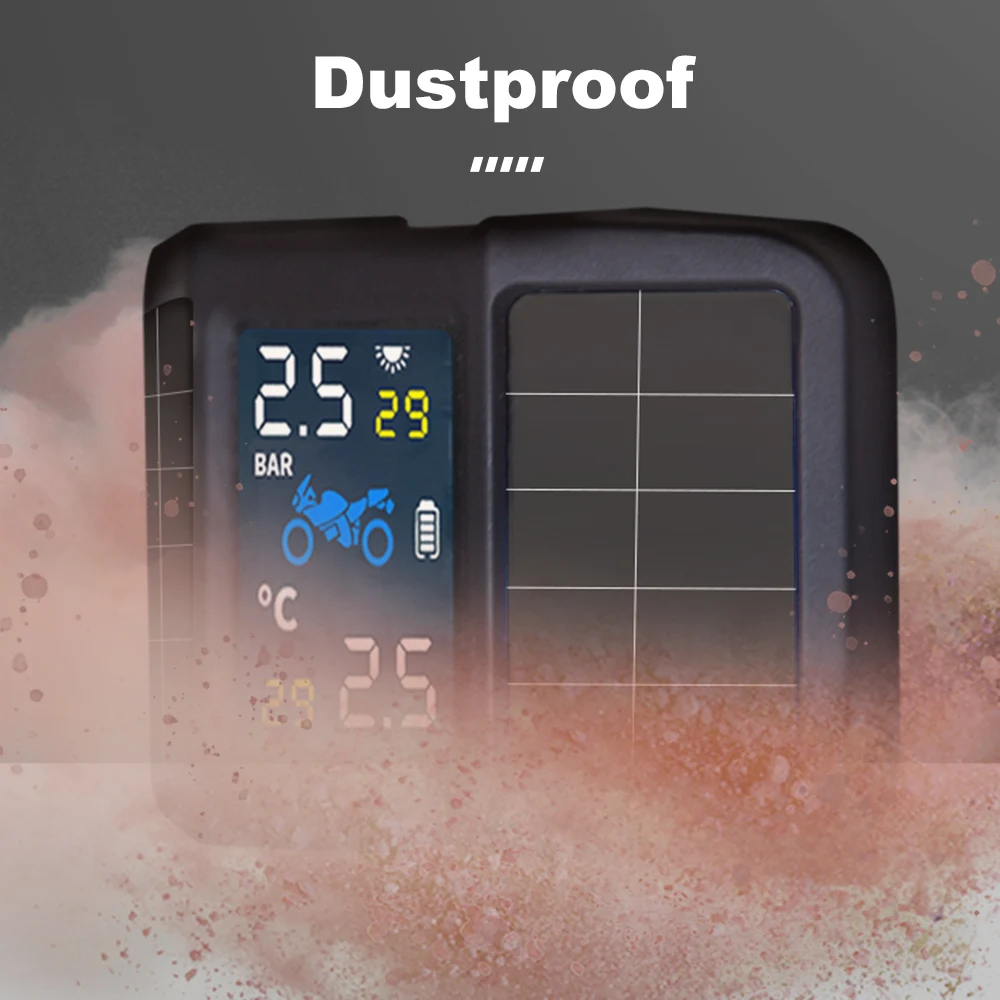 Система мониторинга давления в шинах мотоцикла TPMS Солнечная энергия с 2 внешними