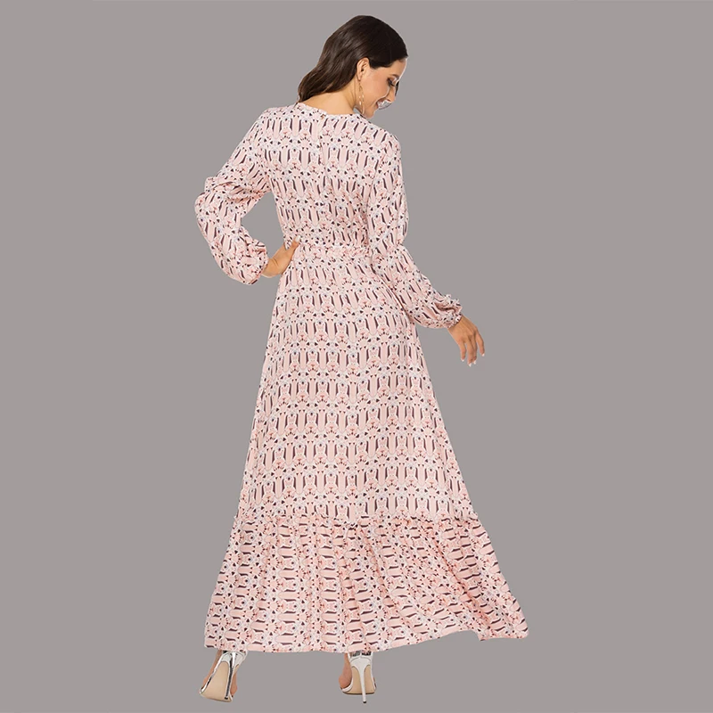 Новейшее элегантное мусульманское платье турецкое дубайское Платье с принтом на