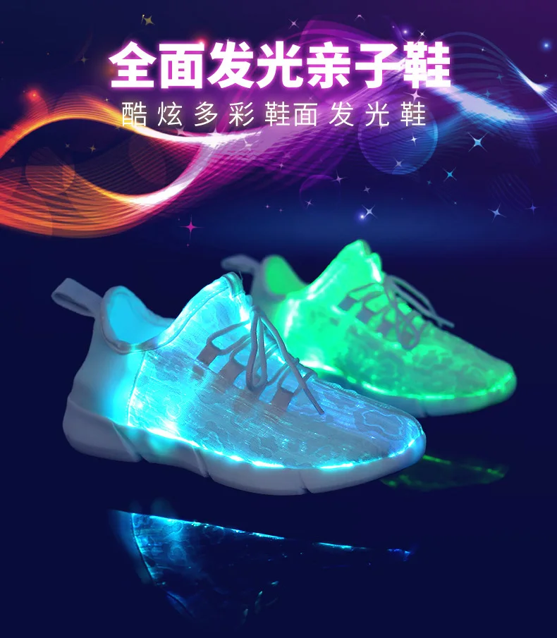 ULKNN Fiber Optic USB Recharge Glow Shoes Boys Girls Shoes Lightweight Running Sneakers LED Light Summer Shoes