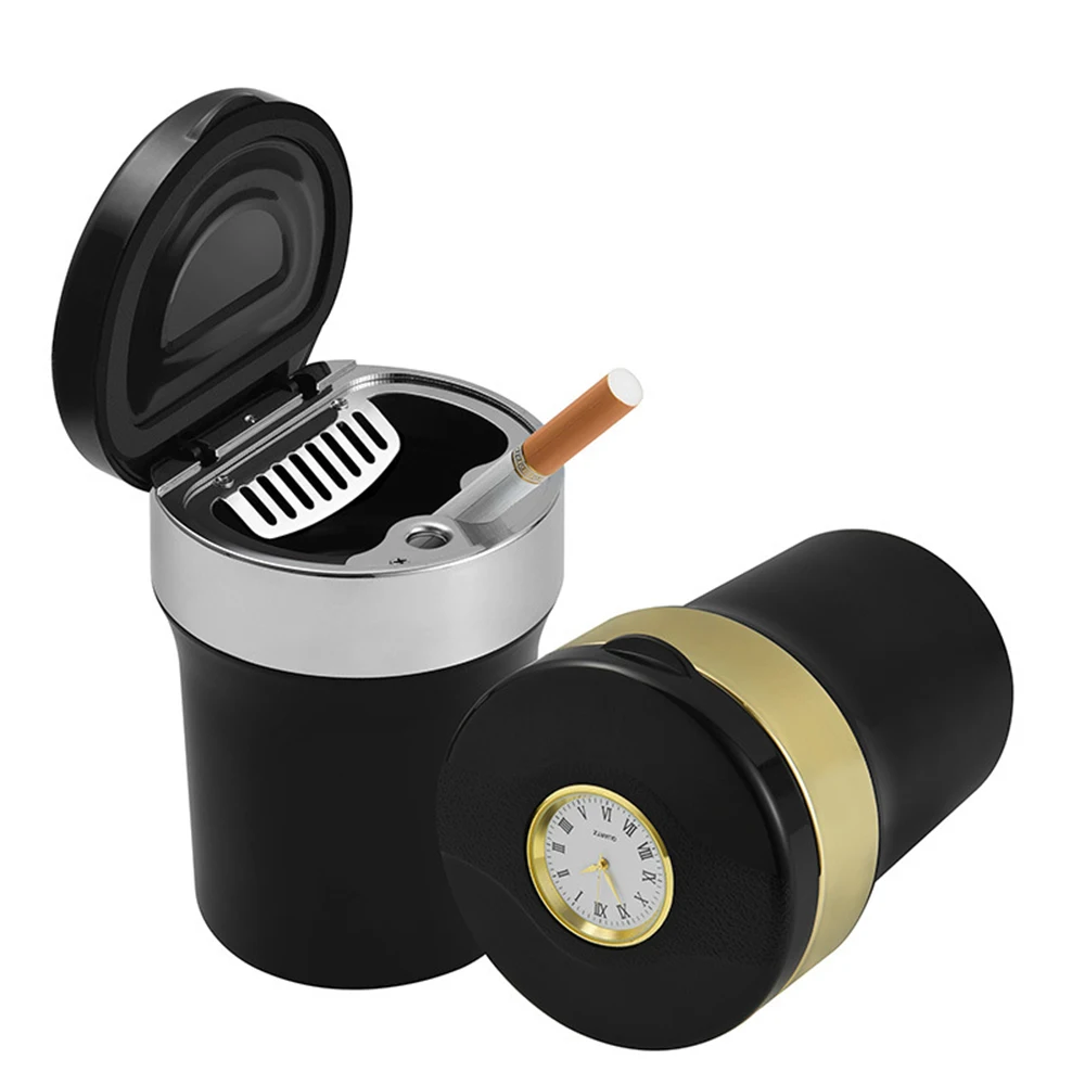 1 шт. автомобильная пепельница с часами светодиодный светильник для сигарет и