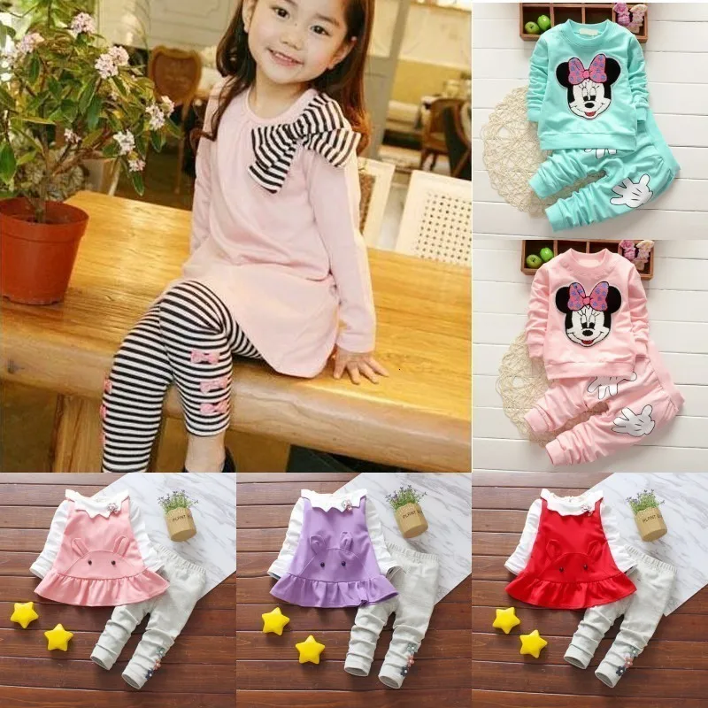 Baby Girl Suit Fashion Children Spring And Autumn Lotus Leaf Long-sleeved Rabbit Cartoon Image Cotton Coat Minnie