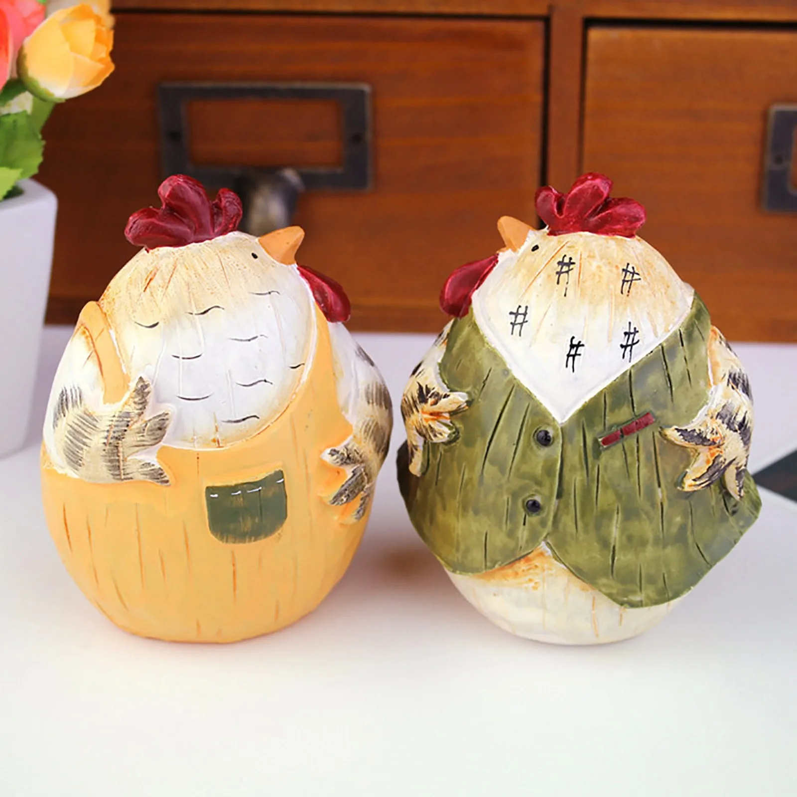 

Couple Rooster Home Creative Decoration Living Room Bedroom TV Cabinet Resin Dec