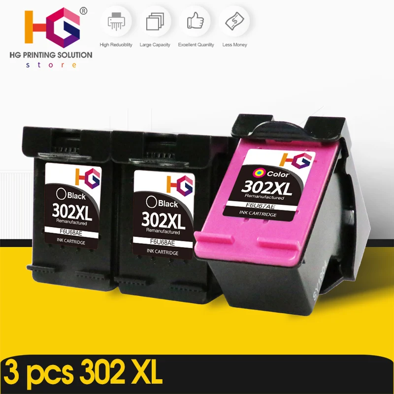 

Alizeo 3 pack Replacement for HP 302 XL hp302 hp302xl Ink Cartridge For HP Deskjet 2130 3630 ENVY 4520 Officejet 4650 printer