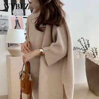 wyblz womens knitted sweater 2021 new casual loose pullover sweaters women fashion bat sleeve high neck warm top autumn winter
