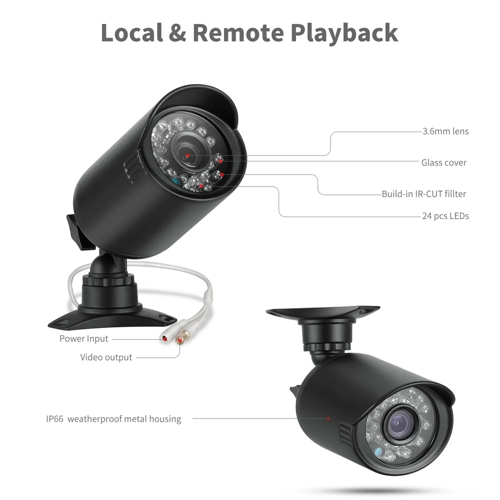

Zclever 8CH Home Video Surveillance Camera System 720P AHD DVR and 4pcs Indoor / Outdoor waterproof CCTV Cameras Night Vision