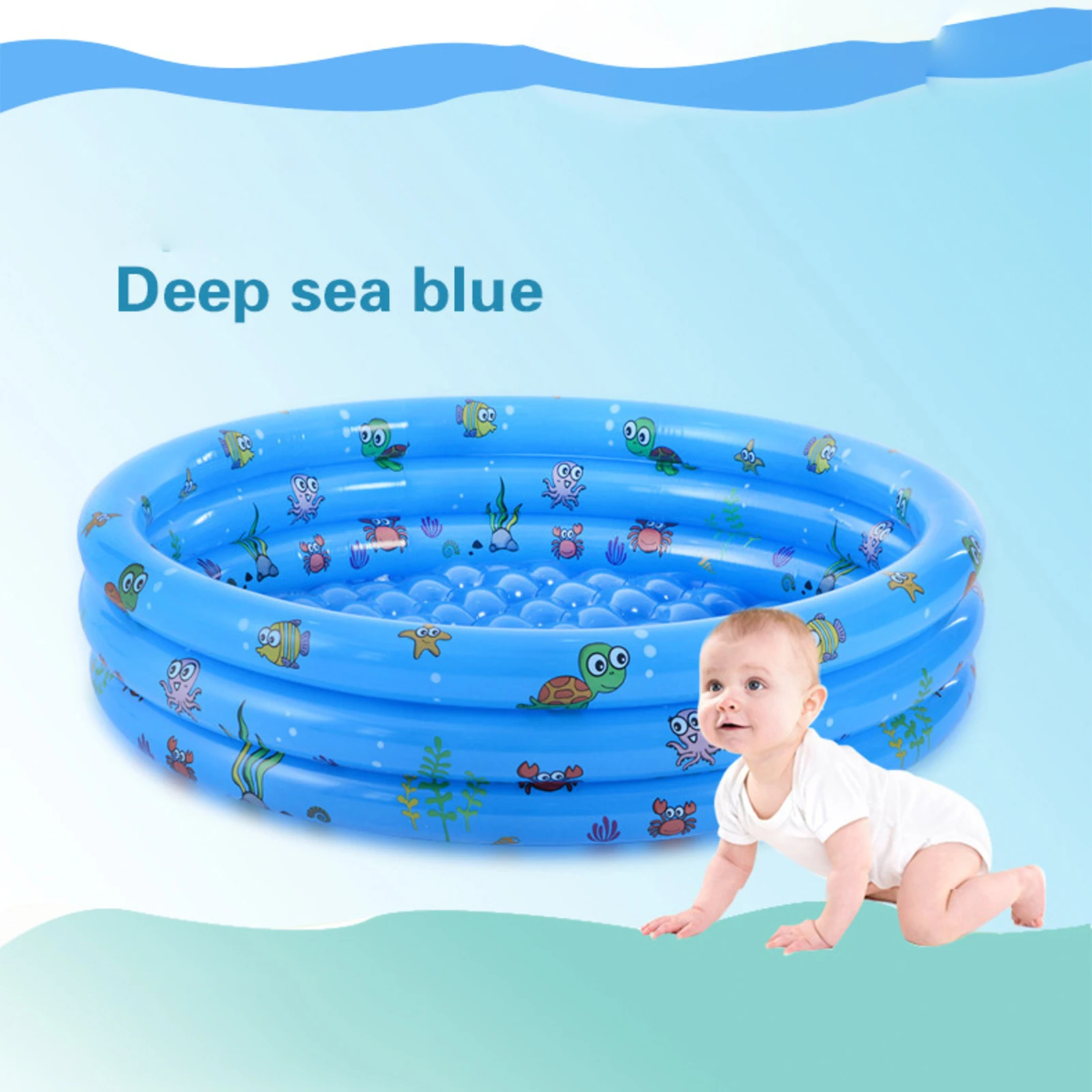 

Large Size Round Baby Bathtub Three-Layer Inflatable Swimming Pool Cute Baby Sand Table Children Inflatable Bathtub