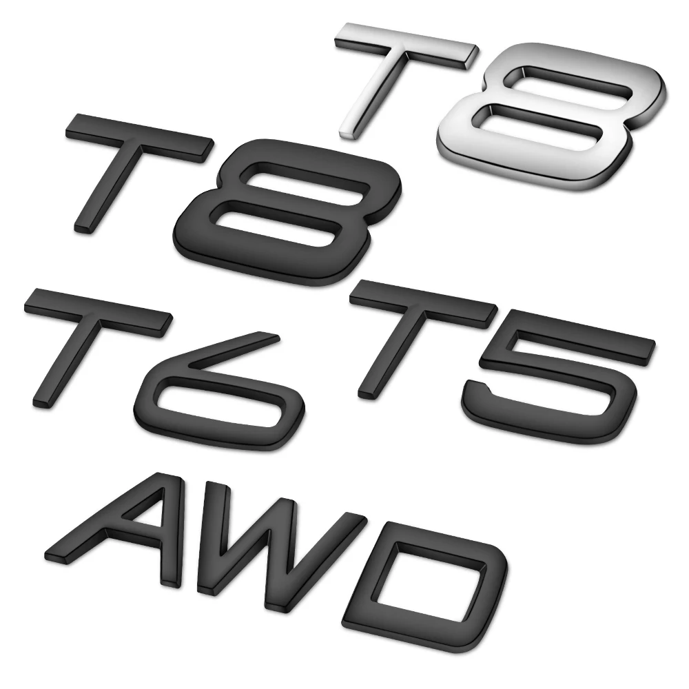 Металлическая 3d наклейка T5 T6 T8 AWD с буквенным логотипом для VOLVO XC40 XC60 XC90 S60 S90 V60 V70
