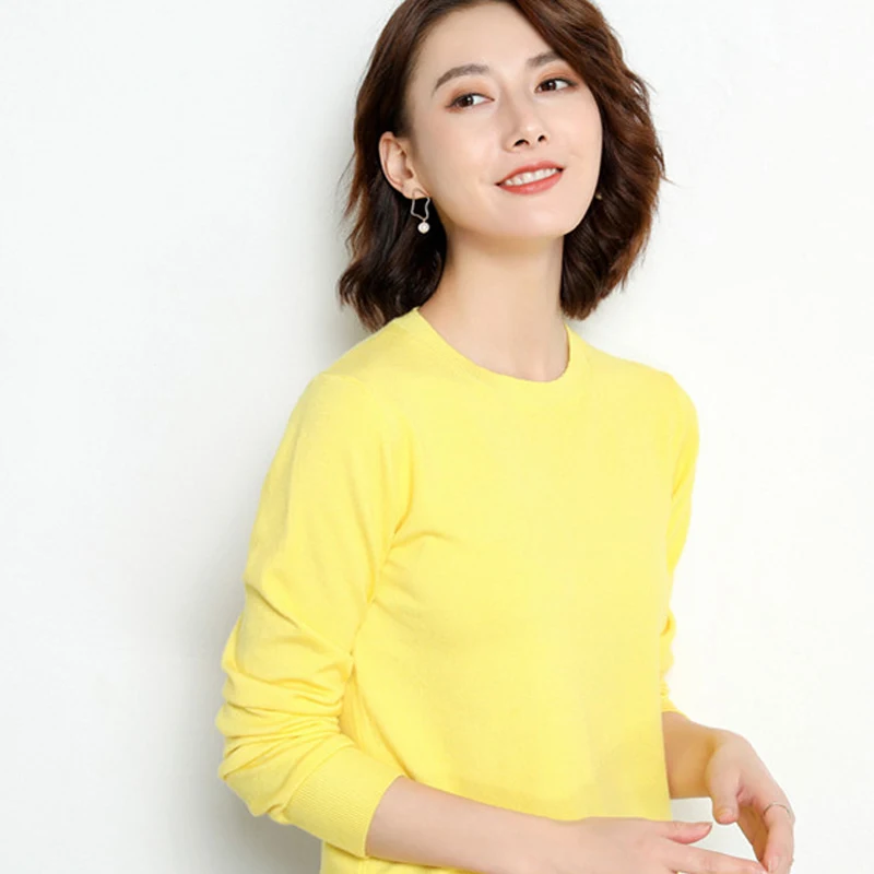 solid basic sweaters women knitted pullovers 2020 autumn casual jumper o neck plus size loose office ladies jersey mujer | Женская