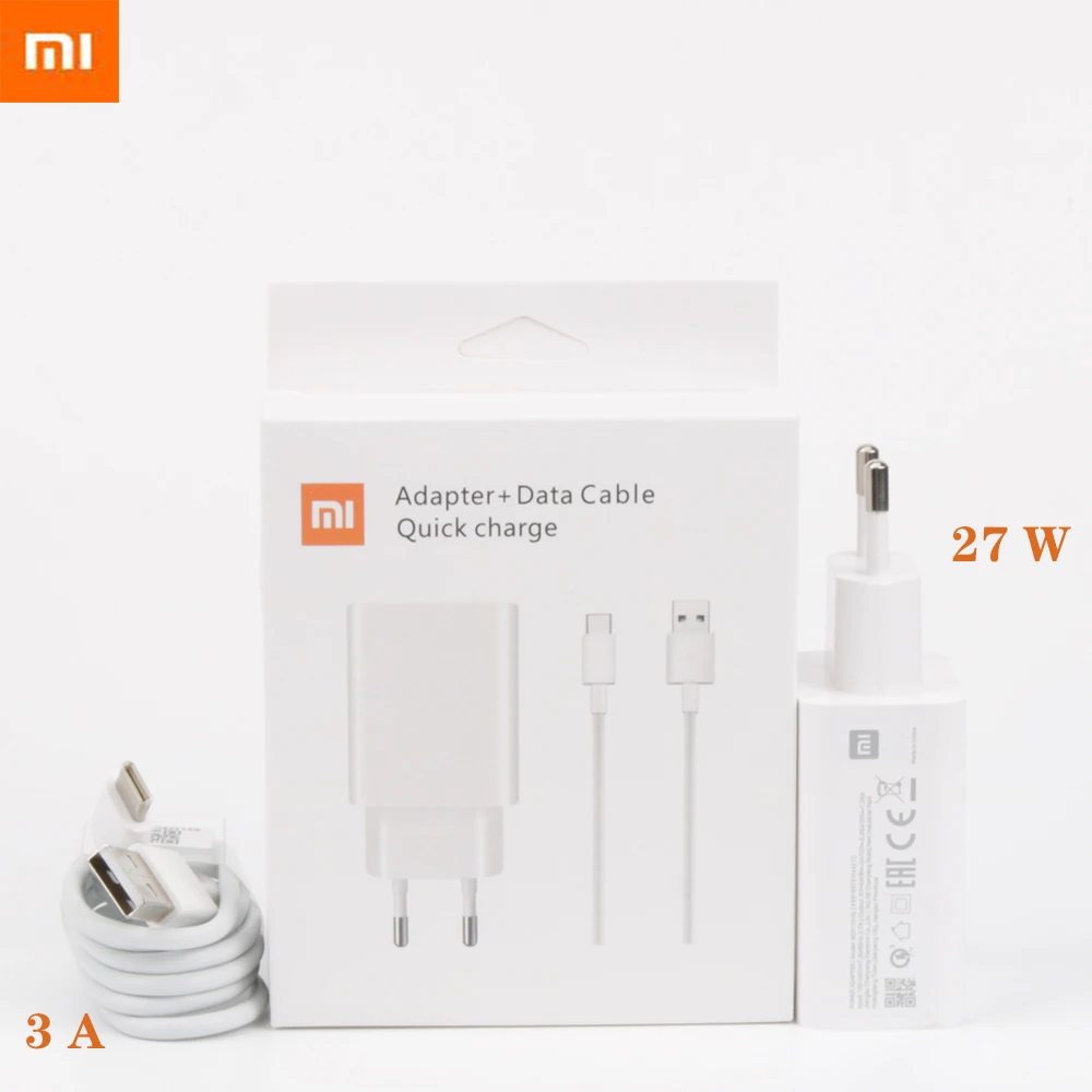

xiaomi Fast charger 27W Original EU QC 4.0 turbo quick charge adapter usb type c cable for mi 9 9t pro k20 pro mi note 10 lite