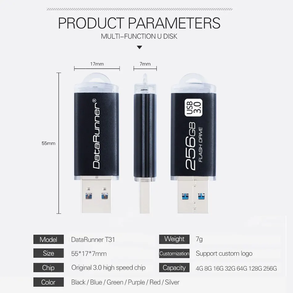 Высокоскоростной USB флеш накопитель DataRunner металлический 8 ГБ 16 32 64 128 256 флешка 3 0