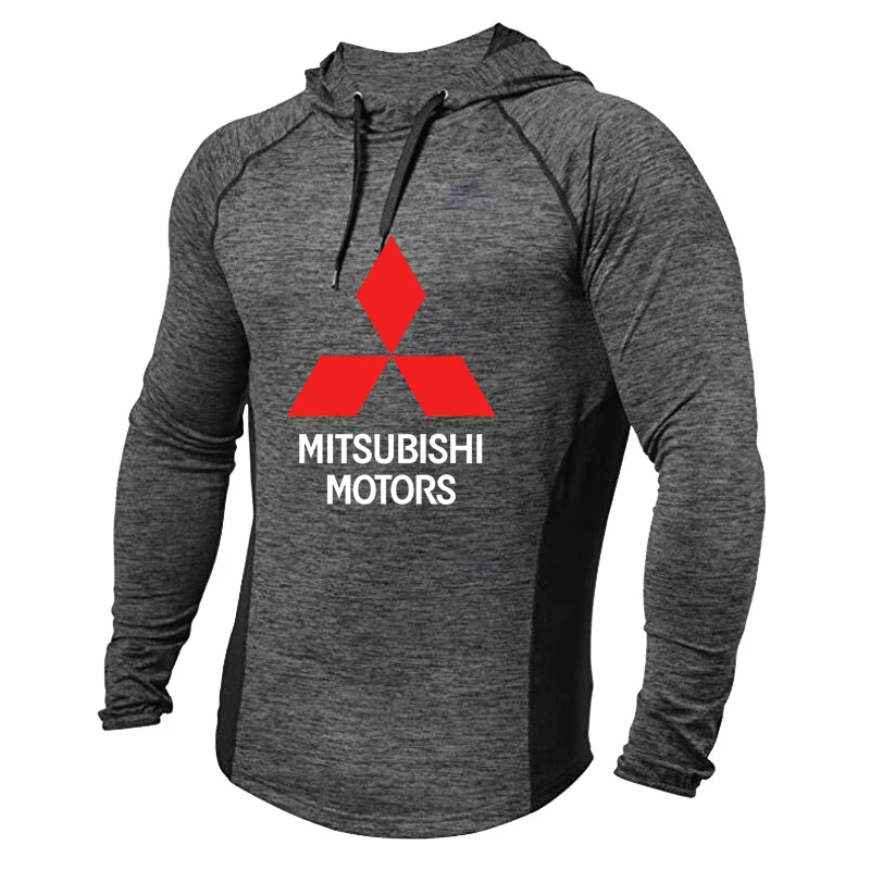 

2021 NEW Spring Autumn Men Hoodie Cotton trend Mitsubishi Car Logo printing high quality trend Solid color Men Coat sweatshirt