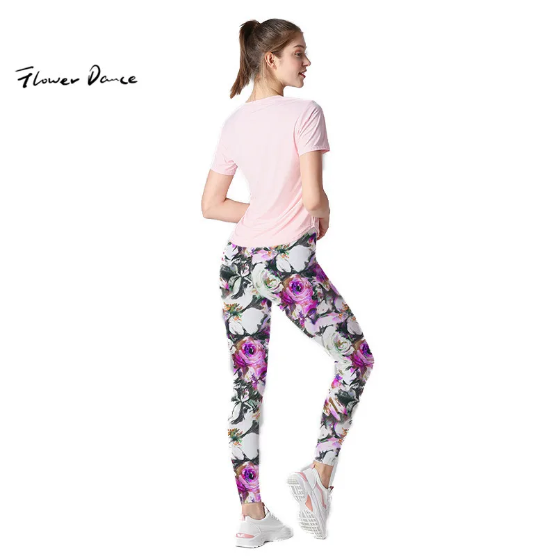 FlowerDance стрейч брюки тонкие для йоги Высокая талия Бесшовные Леггинсы эластичные