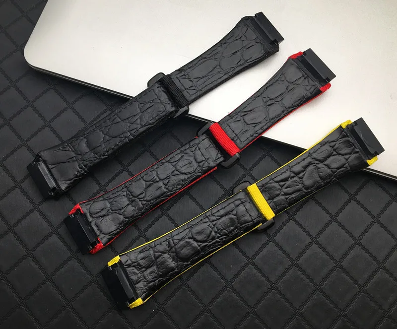 Ремешок мужской из нейлоновой ткани с кожаным ремешком 25 мм | Наручные часы