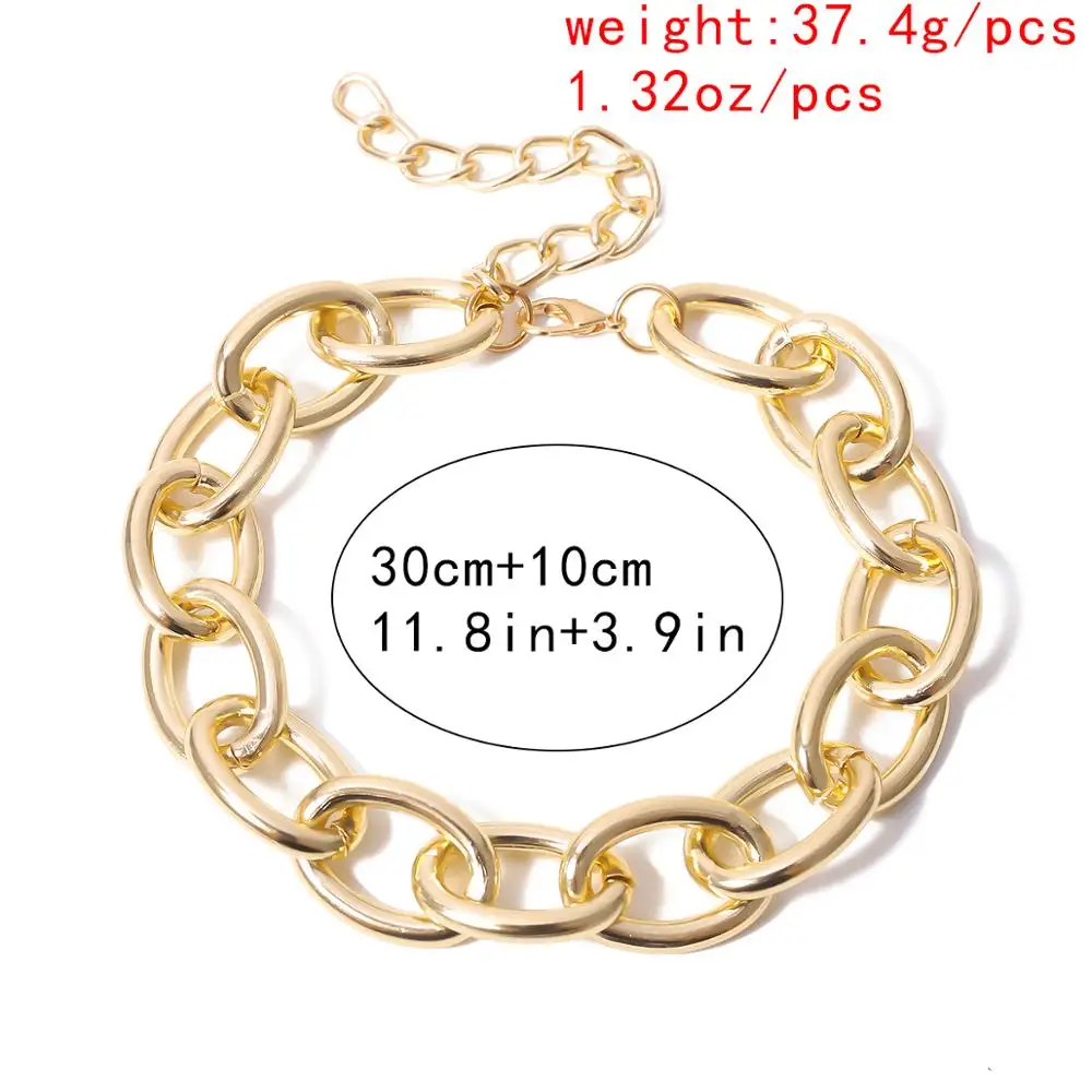 

High Quality Exaggerated Metal Thick Chain Necklace Collier Women Goth Punk Fashion Heavy Chunky Choker Necklace Female Jewelry