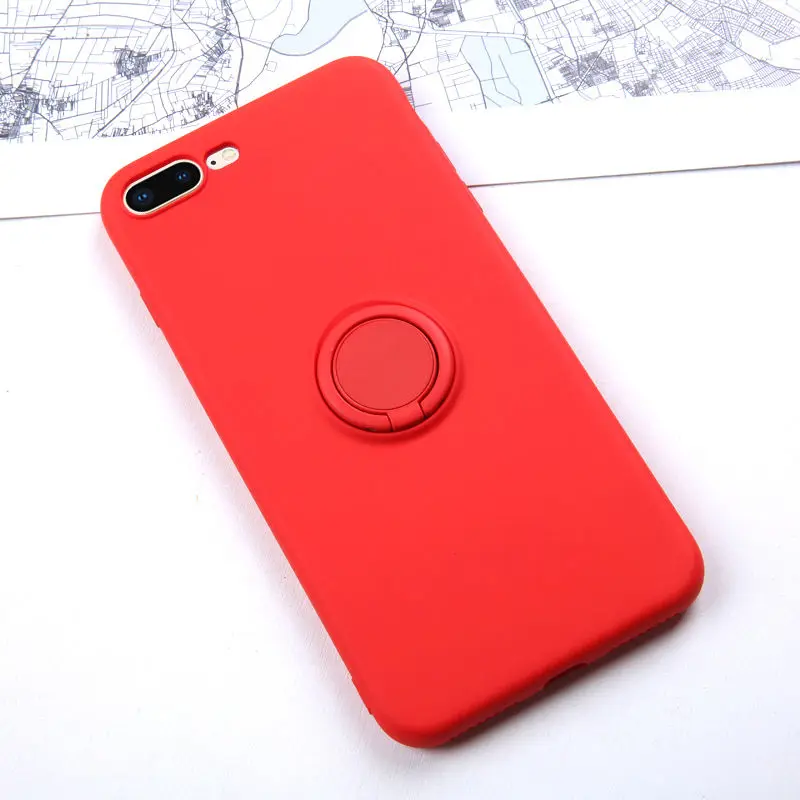 Red Мягкий силиконовый чехол для iPhone XR 11 Pro 6S XS Max XS X R 7 8 6 кольцо держатель подставка противоударный силиконовый чехол для iPhone iPhone11 - Цвет: Red