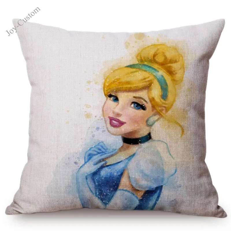 Fairy Tale Snow White Princess Printed Cushion Cover Mermaid Ariel Rapunzel Home Decorative Sofa Car Chair Throw Pillow Case |