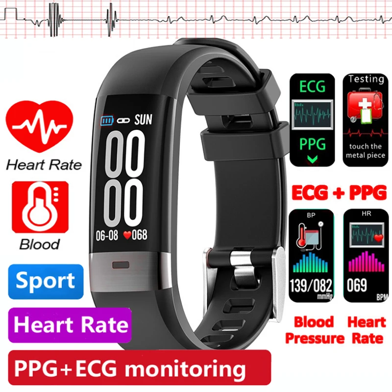 Hrv PPG ЭКГ женский на русском языке фитнеса умный Браслет с измерения давления