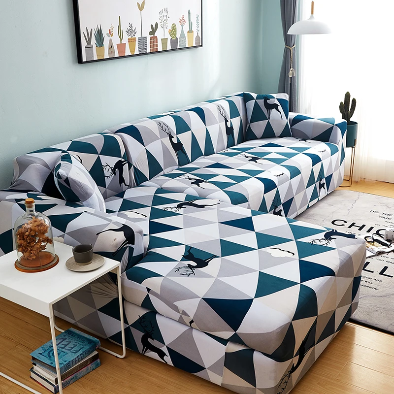 Чехол для дивана универсальный эластичный с геометрическими узорами |