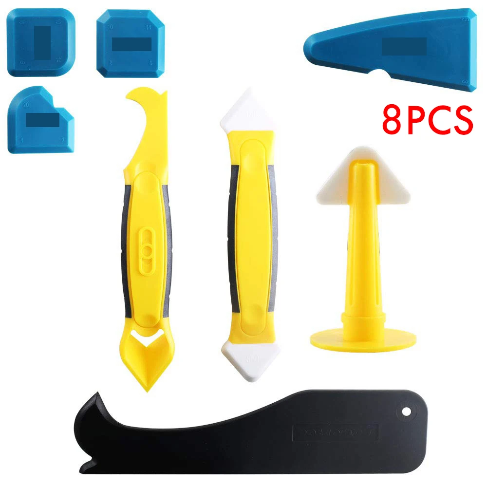 

8pcs Caulking Tool Kit 8 in 1 Professional Silicone Sealant Finishing Tool Scratch Remover for Bathroom Kitchen Room Sealing
