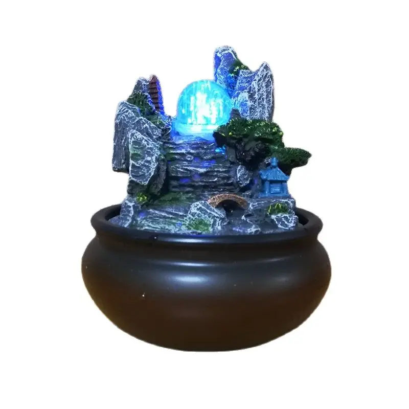 Фонтан для воды Rockery настольный Ландшафтный медитационный увлажнитель воздуха