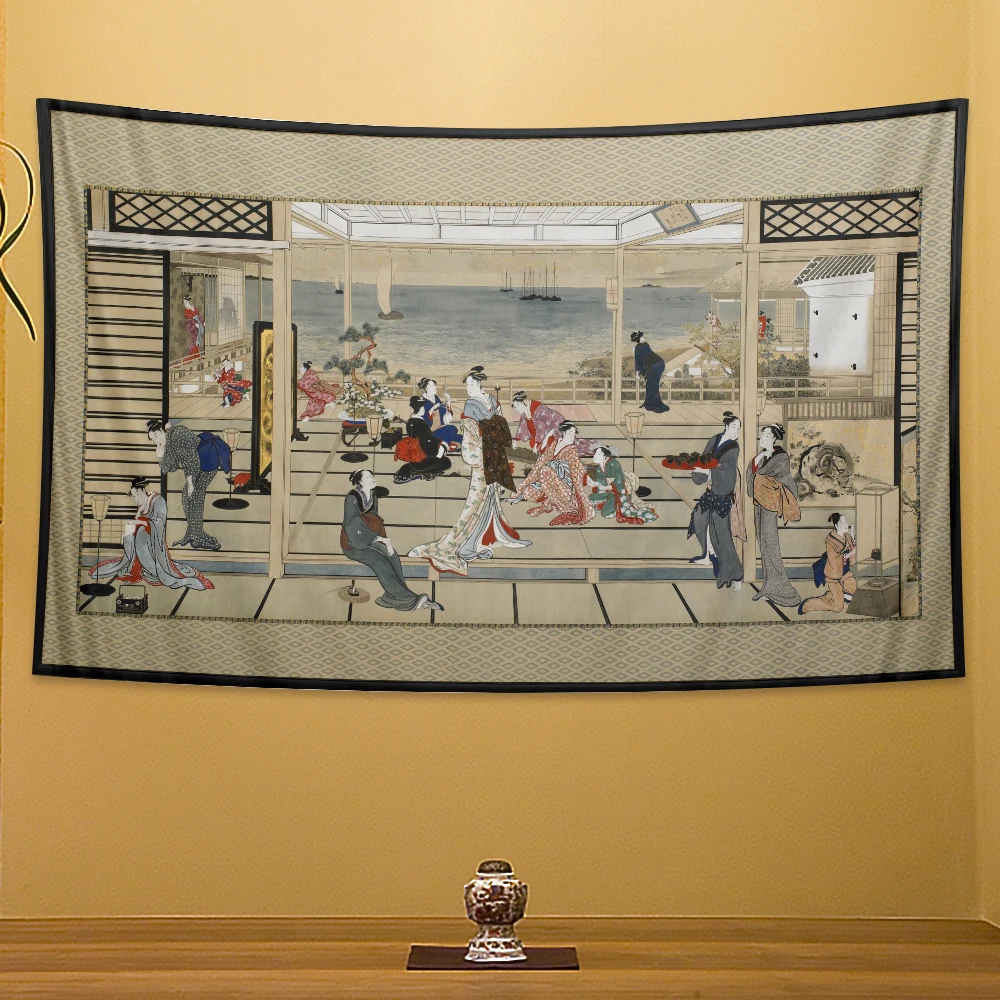 

Гобелен японский гейша Каннагава 100% полиэстер