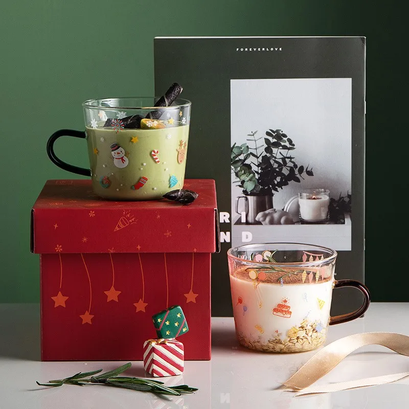 

Cartoon Glass Mug Clear Coffee Cup With Gift Box Cute Home Office Tea Juice Milk Heat Resistant Water Mug Birthday Wedding Gift