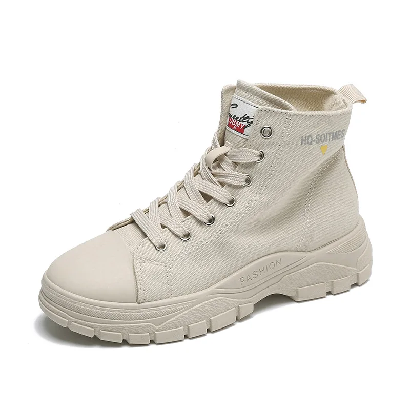 

2022 New Platform Women Ankle Boots Fashion Brand Canvas Winter Boots Outdoor Martin Boots for Woman Chunky Botas De Mujer
