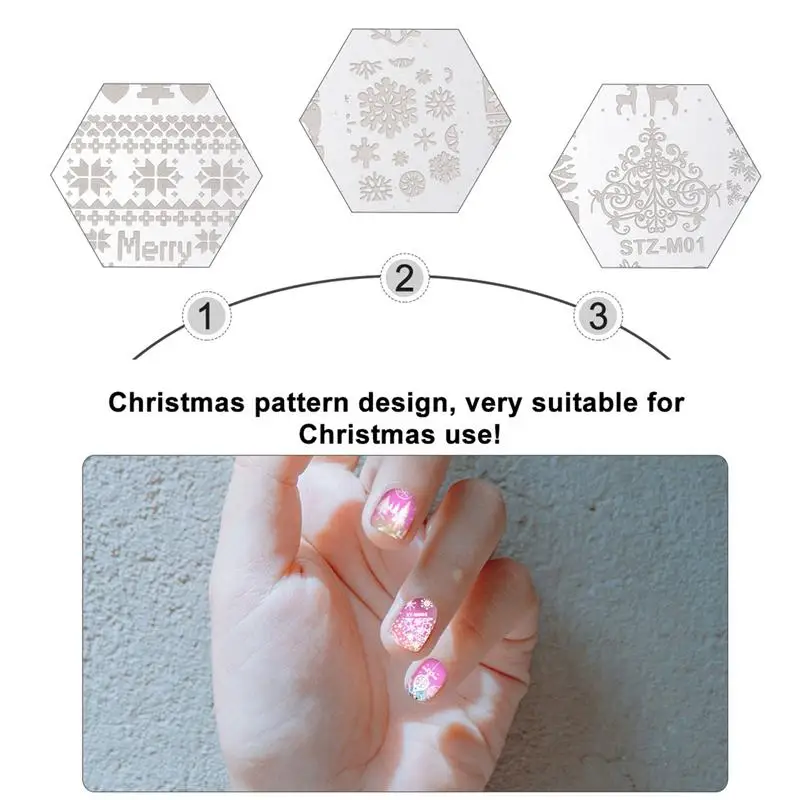 

10Pcs Nail Plate Creative Christmas Manicure Tools Nail Stencils Nail Art Stamping Kit Nail Stamping Plates Stamping Templates
